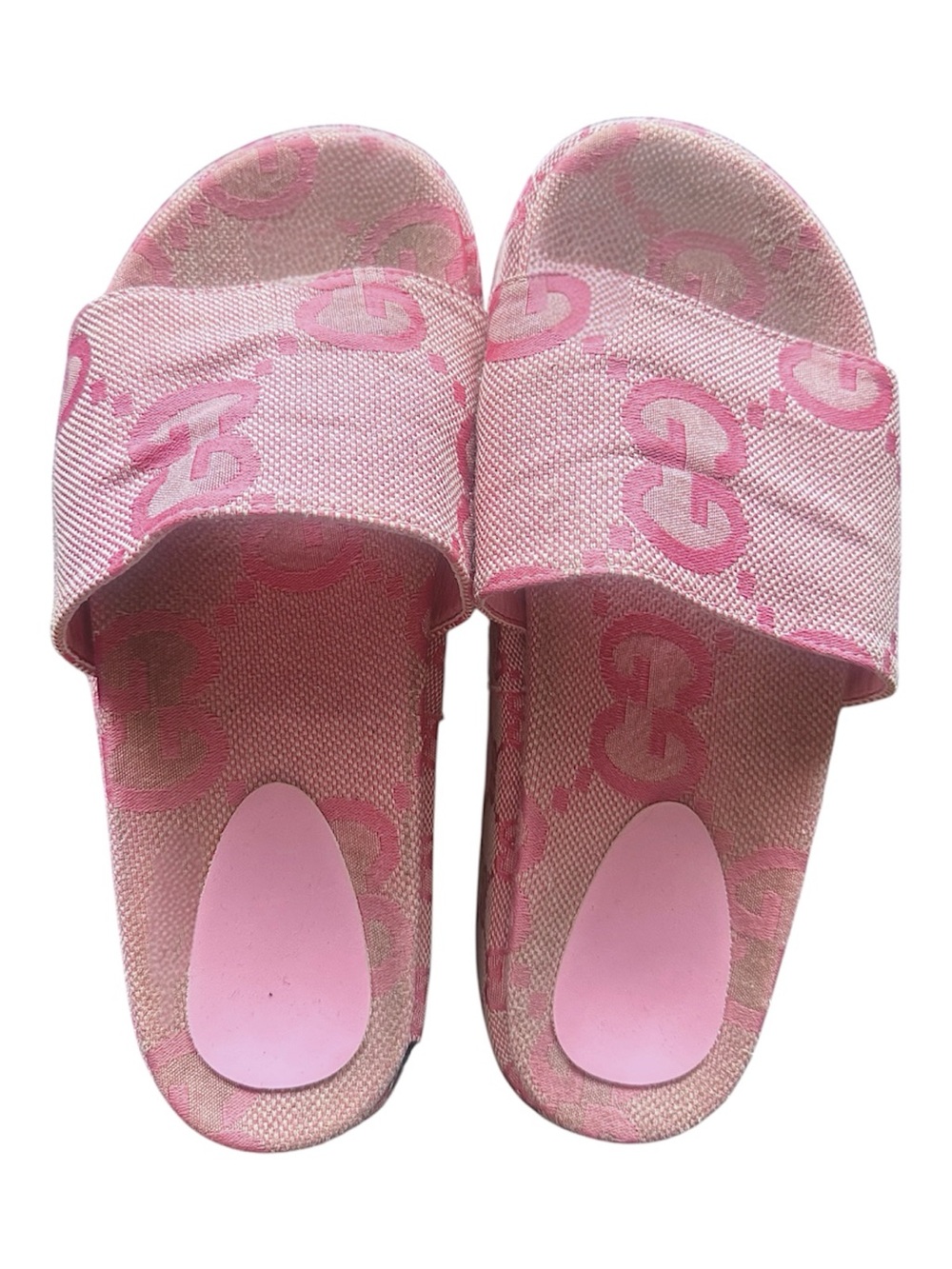 Gucci Pink Monogram Platform Slide Sandals Size 6
